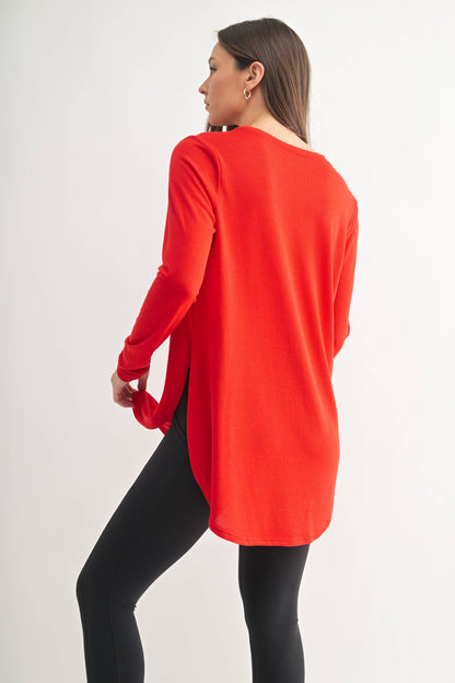 Mono B | Long Sleeve Flow Top with Side Slit