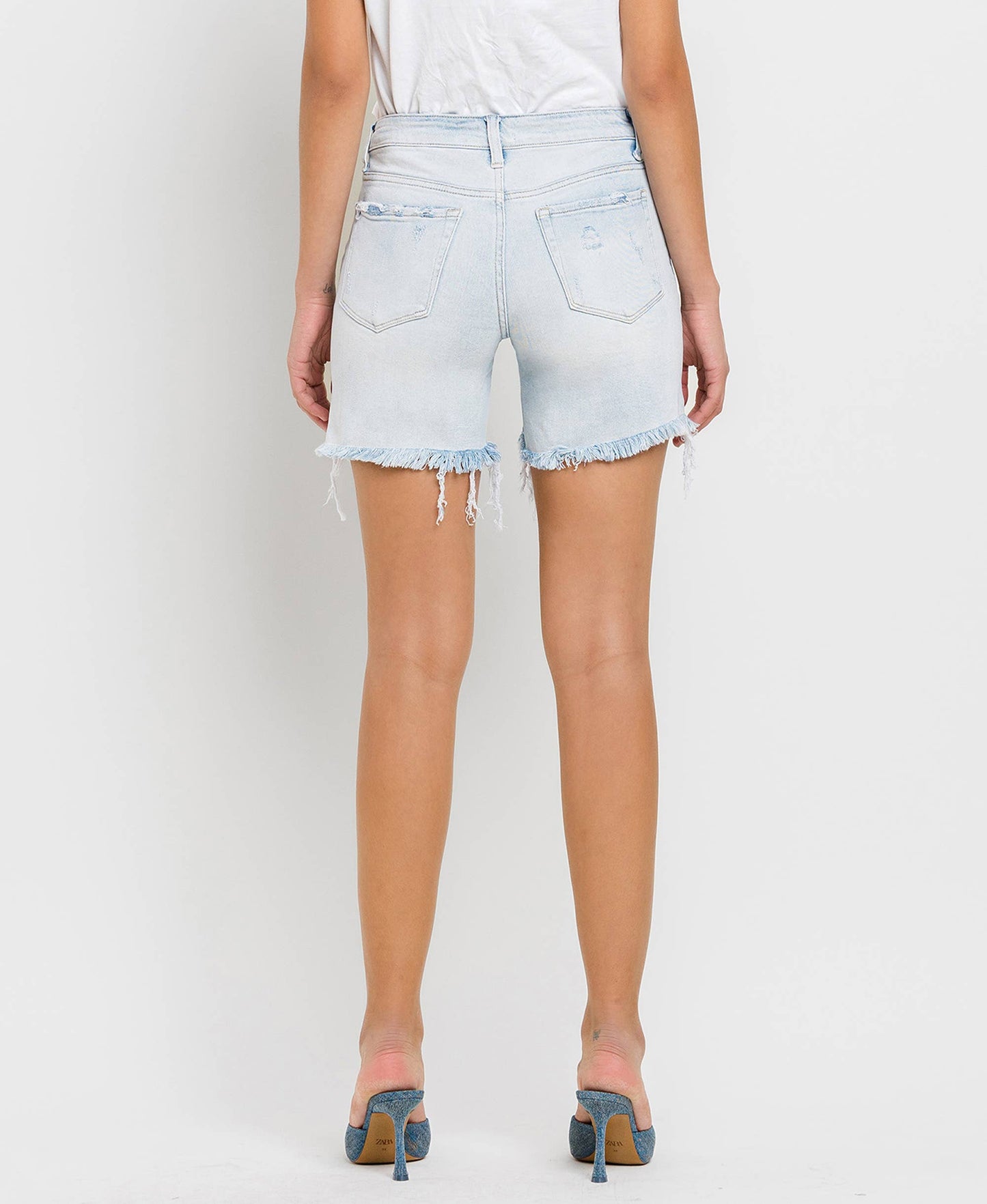 Vervet | Mid Rise Distressed Stretch Shorts
