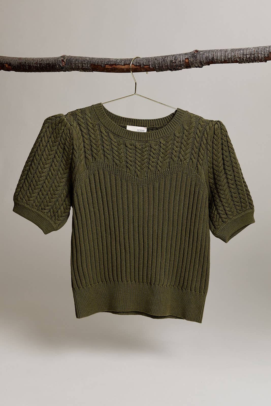 Puff Sleeve Cable Knit Sweater