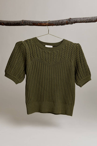 Puff Sleeve Cable Knit Sweater