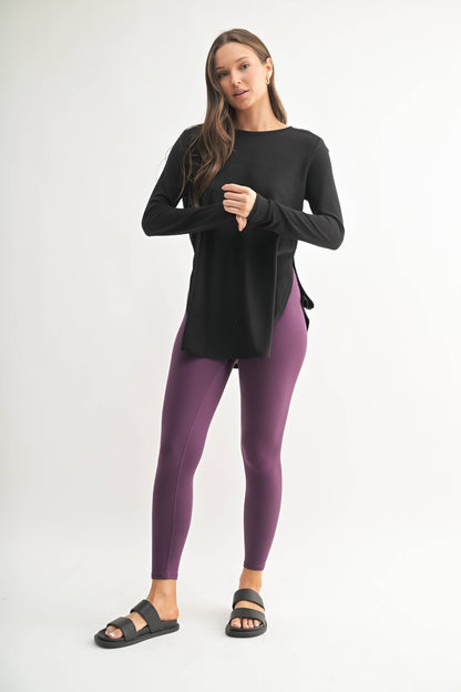 Mono B | Long Sleeve Flow Top with Side Slit