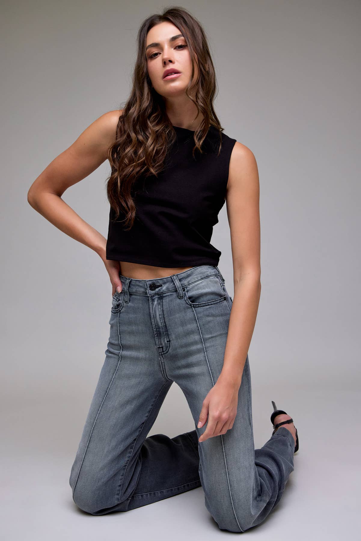 Hidden | Happi Pintuck High Rise Flare