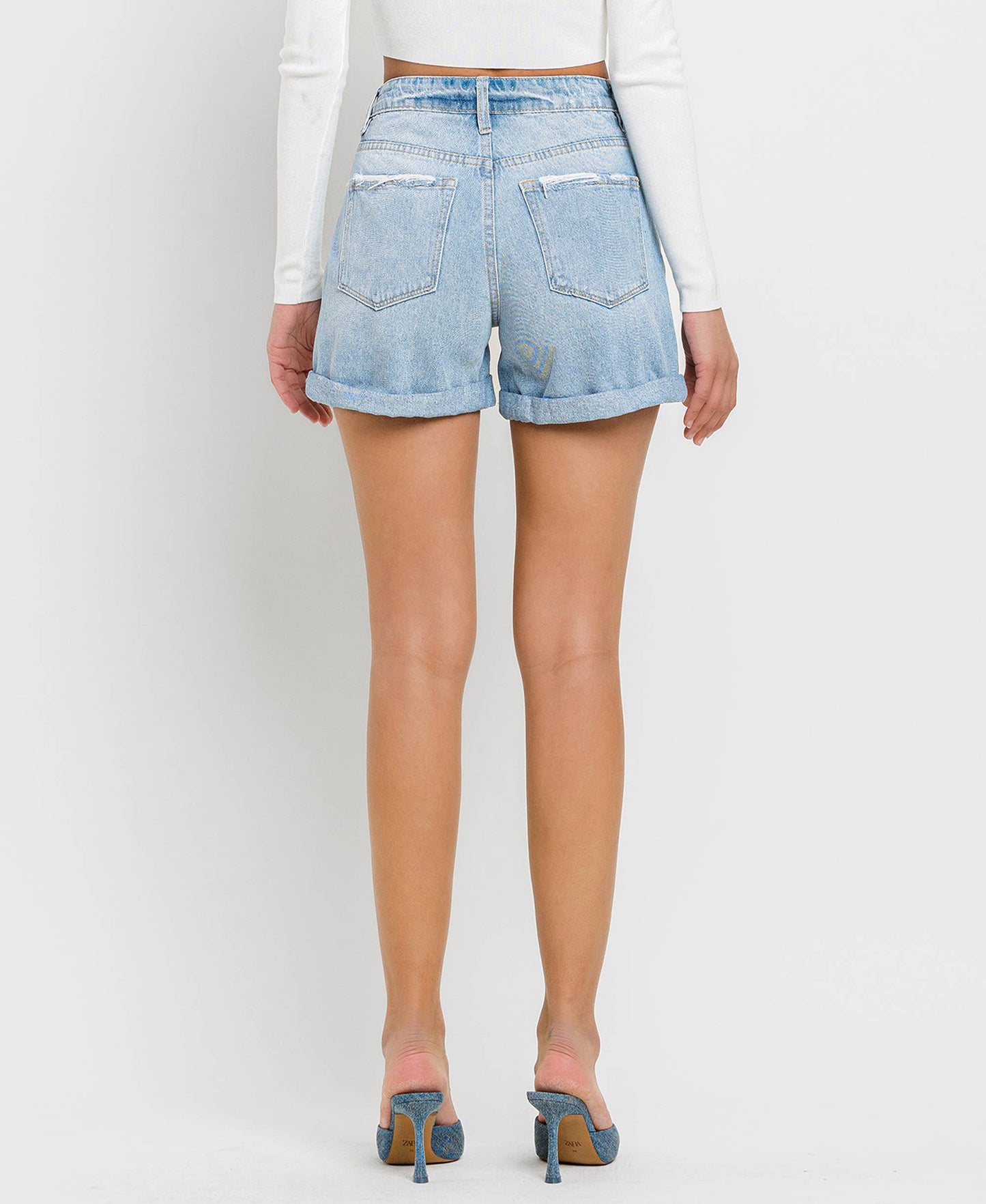 Vervet | Mid Rise Double Cuffed Boyfriend Shorts