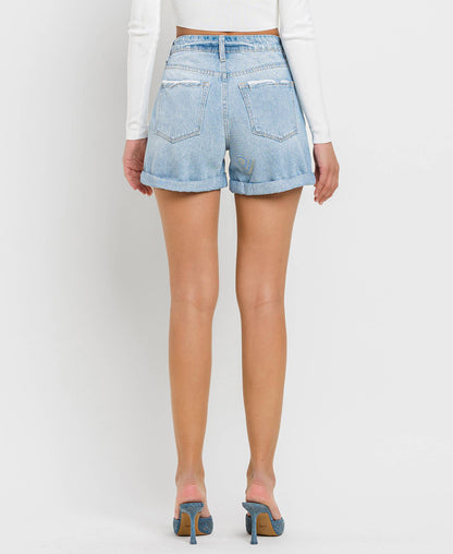 Vervet | Mid Rise Double Cuffed Boyfriend Shorts
