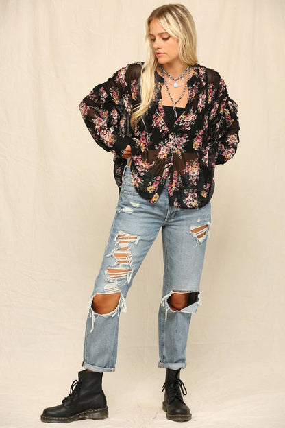 Floral Button-Down Blouse