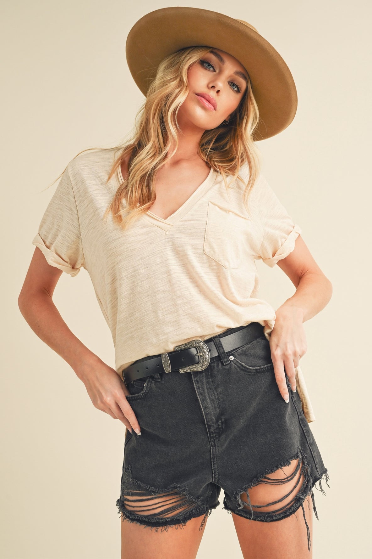 Zoie V-Neck Short Sleeve Top