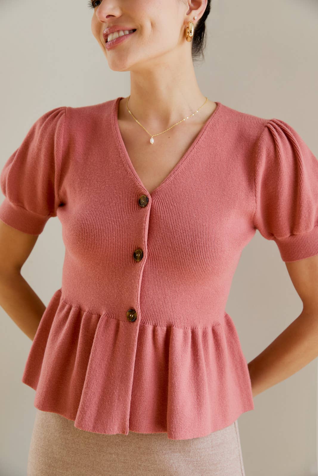 Rose Peplum Cardigan