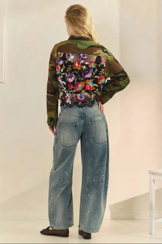 Camo in Bloom Sequin Jacket