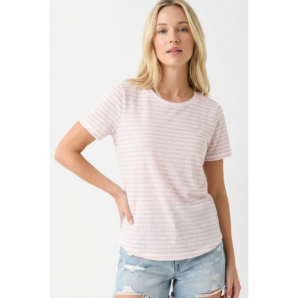 Staccato | Pink Striped Basic Tee
