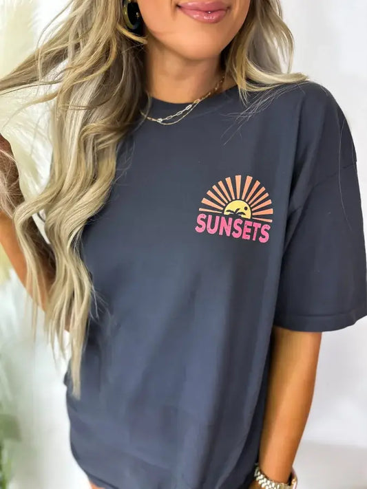 Forever Chasing Sunset Graphite Graphic Tee