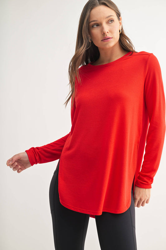 Mono B | Long Sleeve Flow Top with Side Slit