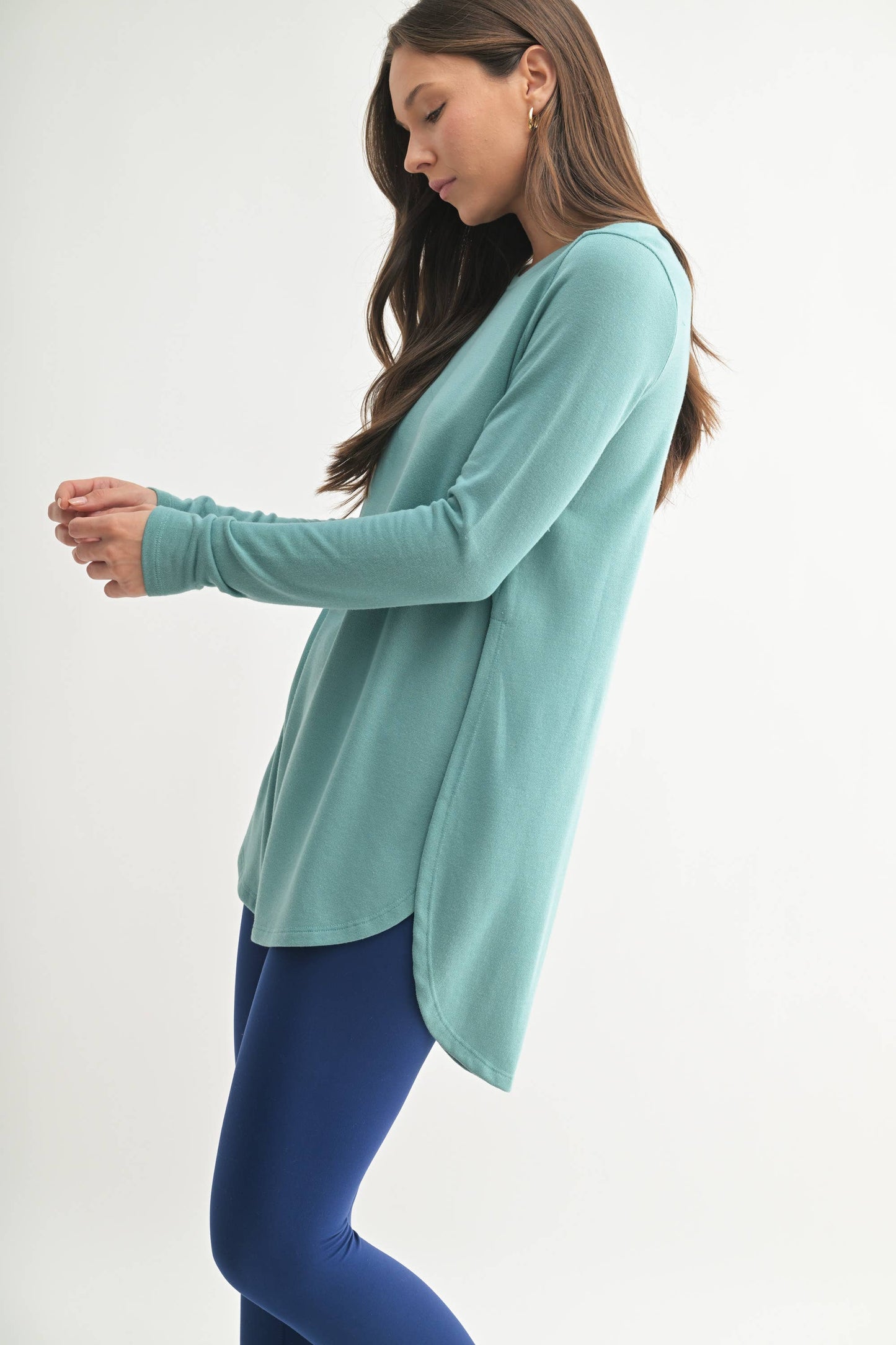 Mono B | Long Sleeve Flow Top with Side Slit