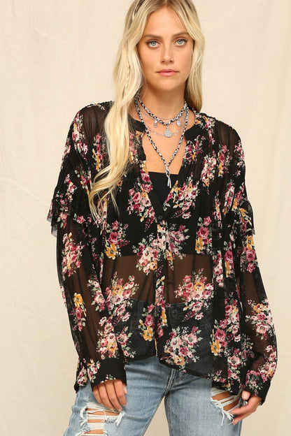 Floral Button-Down Blouse