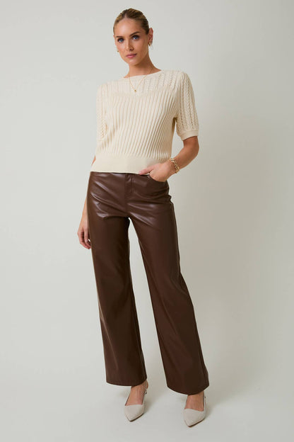 Puff Sleeve Cable Knit Sweater