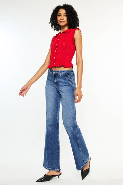 KanCan | Petite Mid Rise Wide Flare Jean