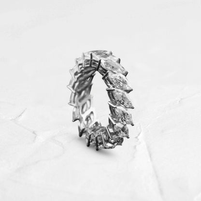 Marquise Moissanite Eternity Band in .925 Silver