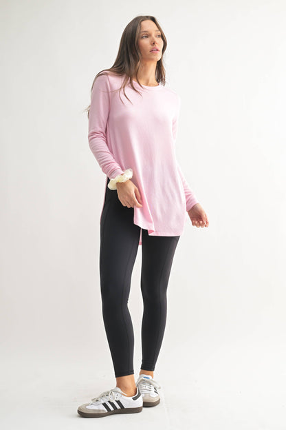 Mono B | Long Sleeve Flow Top with Side Slit