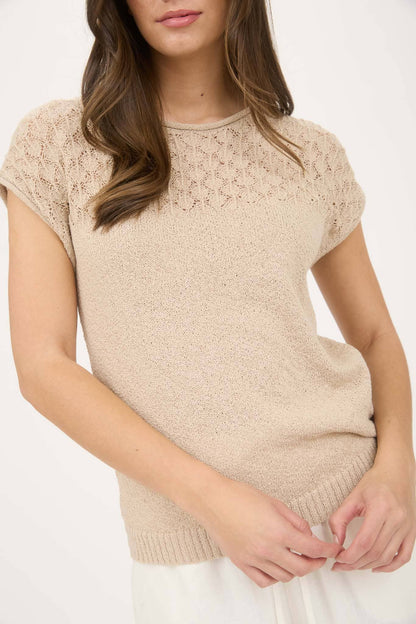 Eyelet Yolk Sweater Knit Top