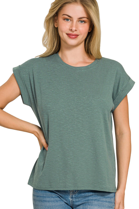 Modal Slub Rolled Sleeve Tee