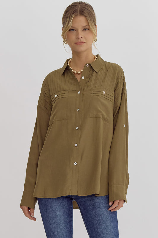 Entro | Pintuck Tab Sleeve Blouse