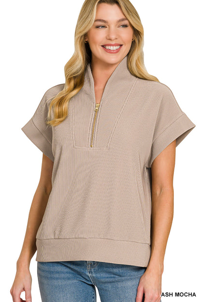 Ribbed Half Zip Top