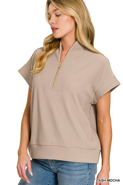 Ribbed Half Zip Top