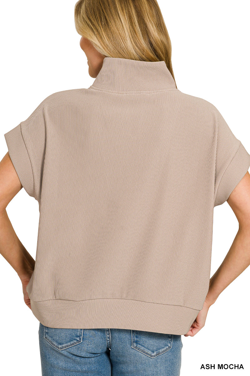 Ribbed Half Zip Top