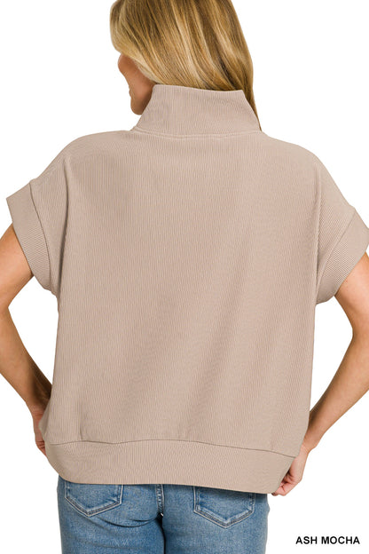 Ribbed Half Zip Top