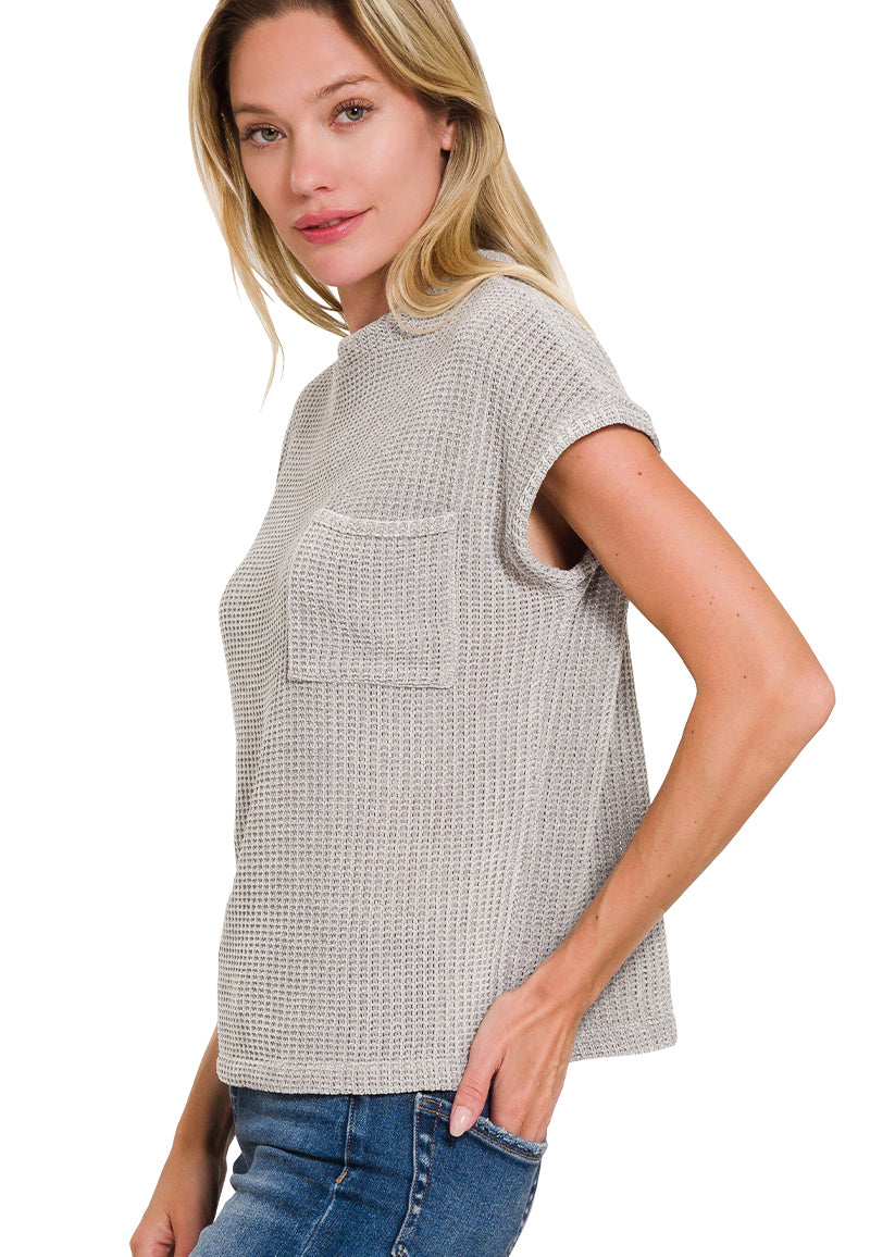 Chenille Waffle Short Sleeve Sweater