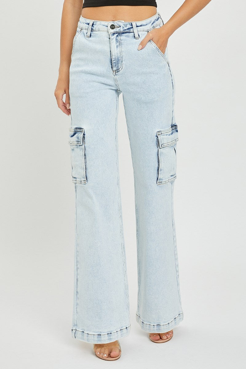 Risen | High Rise Wide Cargo Jeans