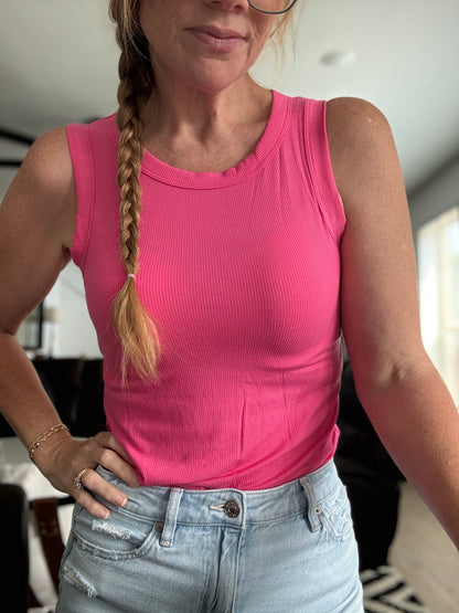 Ribbed Scoop Neck Tank Top