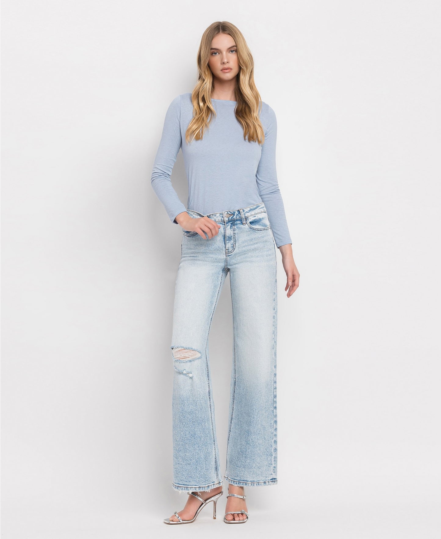 Lovervet by Vervet Tummy Control Super High Rise Wide Leg Jeans