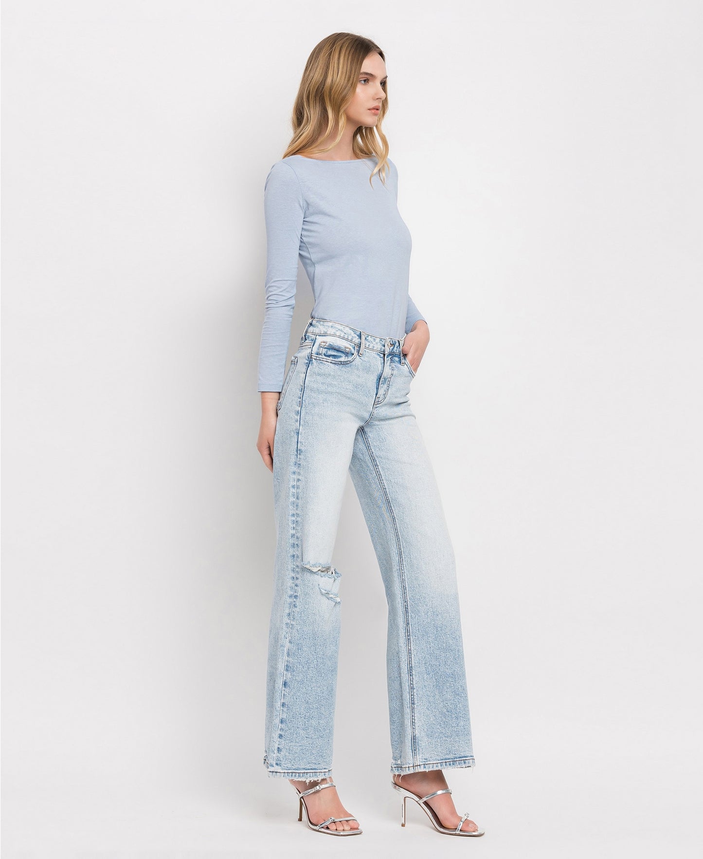 Lovervet by Vervet Tummy Control Super High Rise Wide Leg Jeans