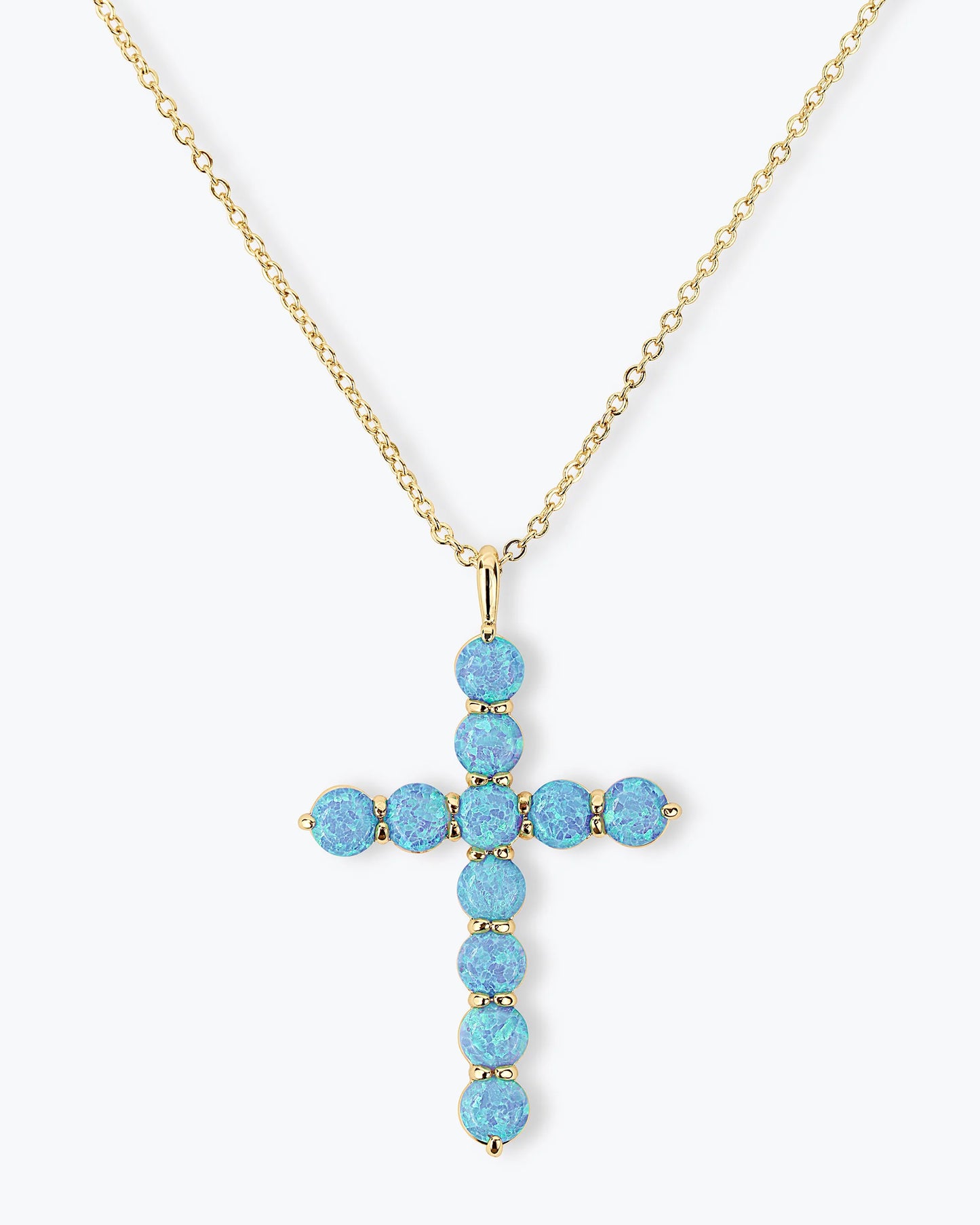 Oh She Fancy Blue Opal Cross Pendant
