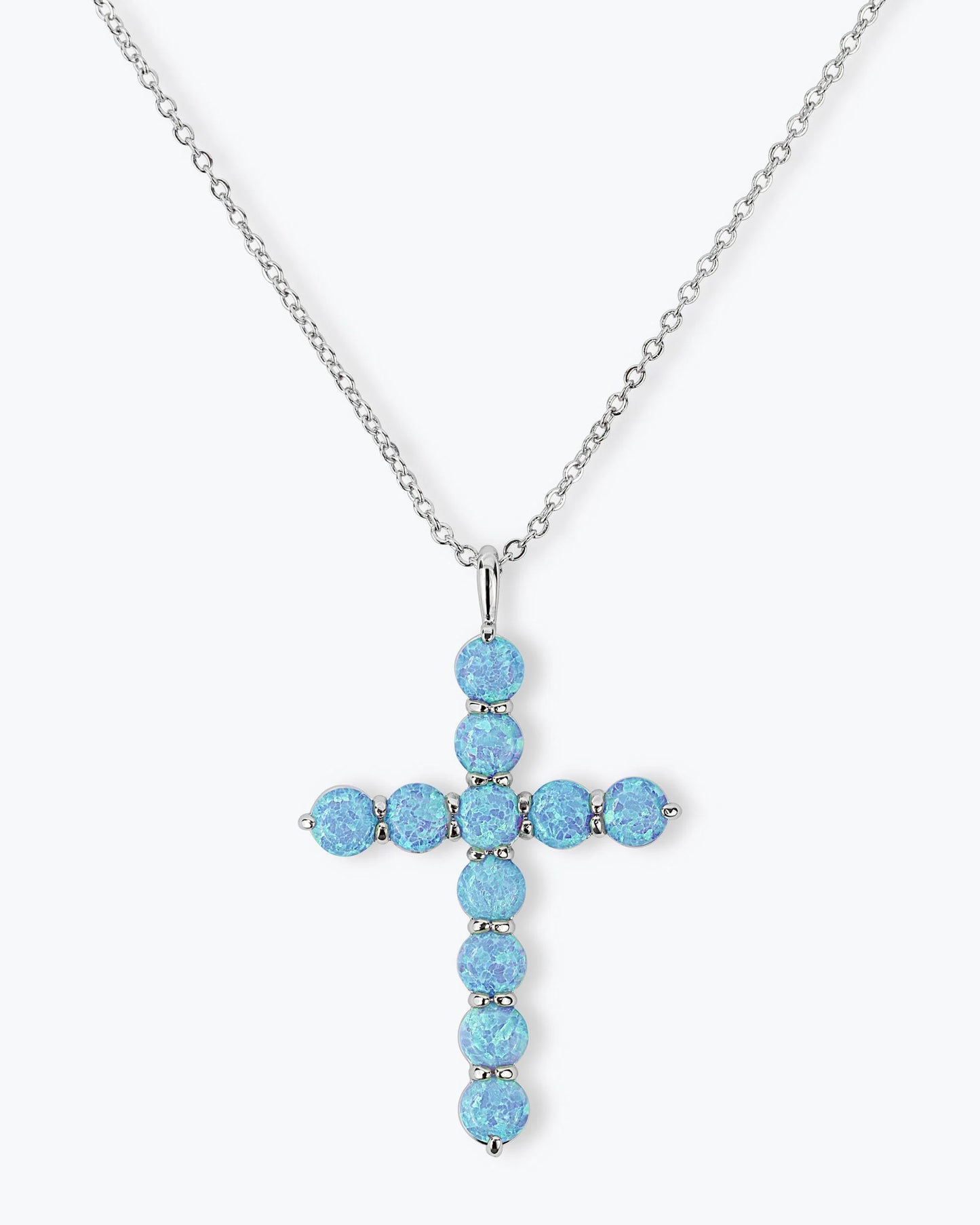 Oh She Fancy Blue Opal Cross Pendant