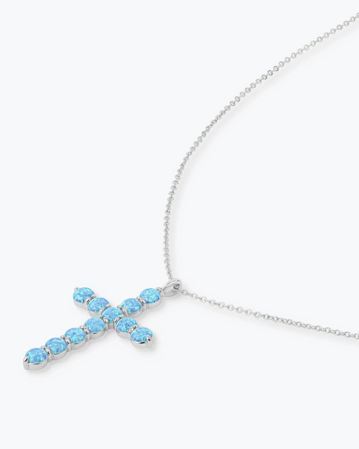 Oh She Fancy Blue Opal Cross Pendant