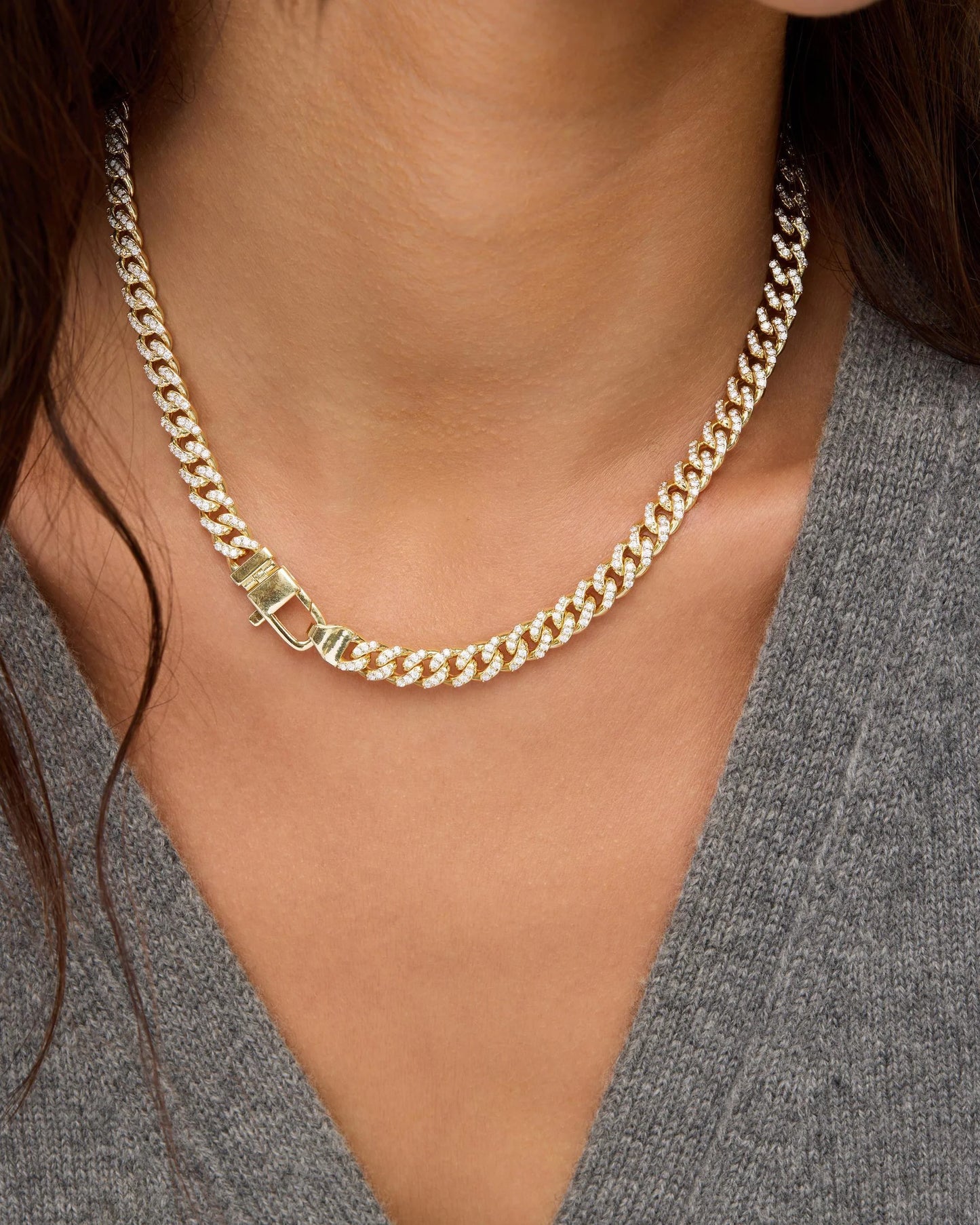 Pavé Julian Cuban Chain Necklace 6.8mm