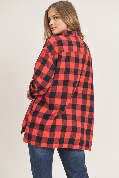 Oversized Flannel Shirt with Pockets