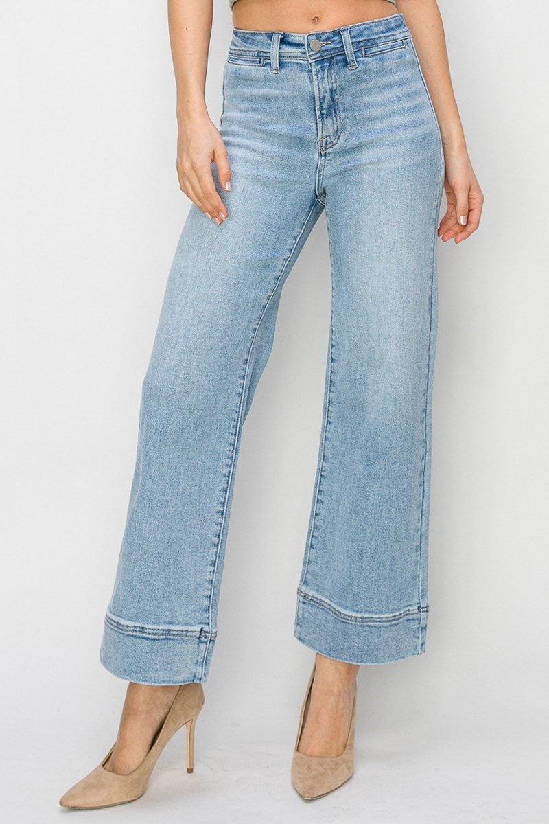 Risen | High Rise Crop Wide Leg Jeans