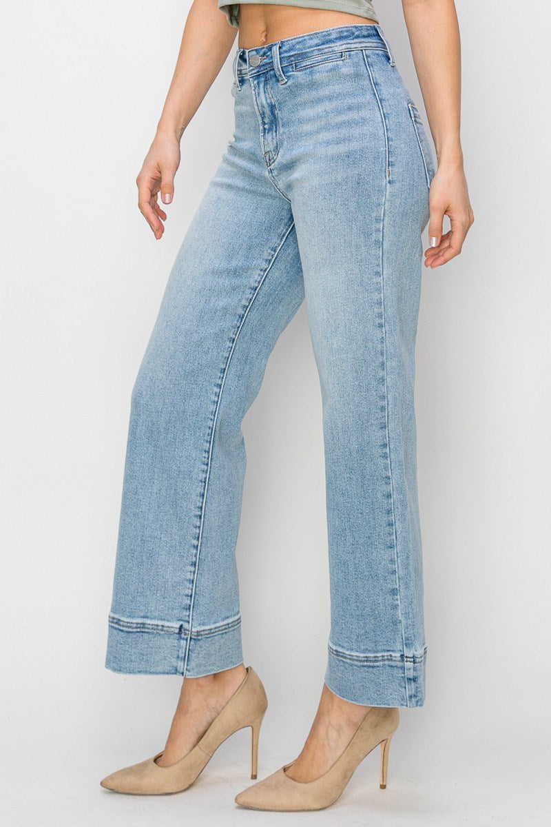 Risen | High Rise Crop Wide Leg Jeans
