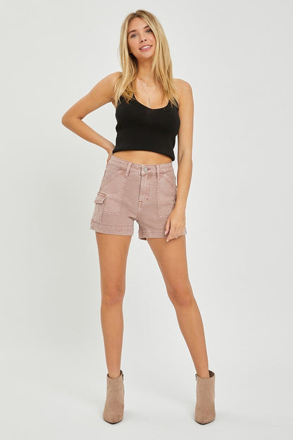 Risen | High Rise Side Cargo Pocket Shorts