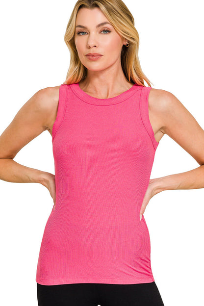 Ribbed Scoop Neck Tank Top