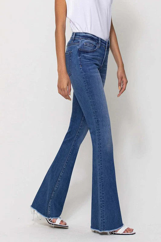 Vervet | Alison Mid Rise Raw Hem Flare Jeans