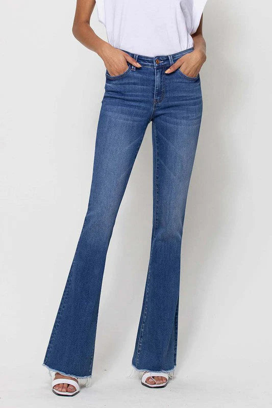 Vervet | Alison Mid Rise Raw Hem Flare Jeans