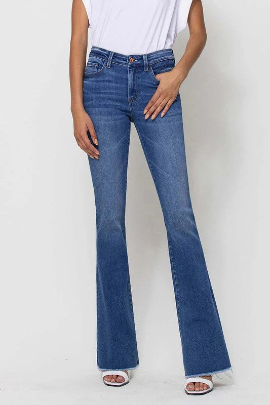 Vervet | Alison Mid Rise Raw Hem Flare Jeans