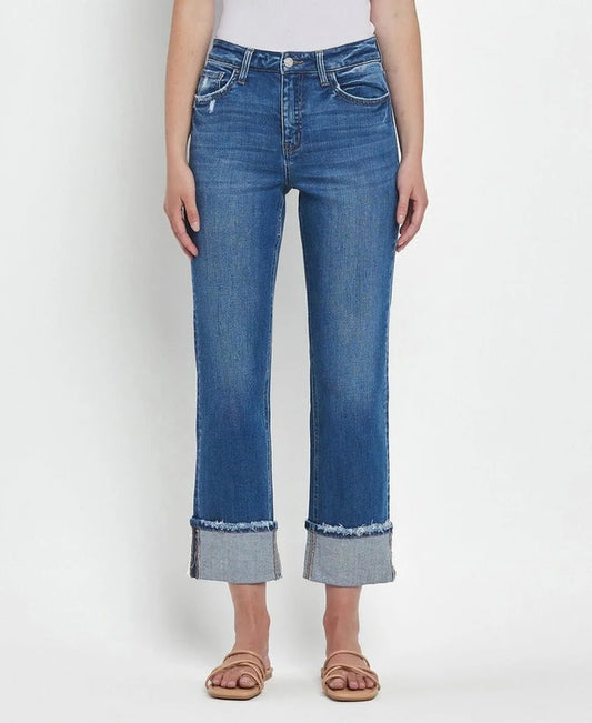 Vervet High Rise Cuffed Straight Jeans