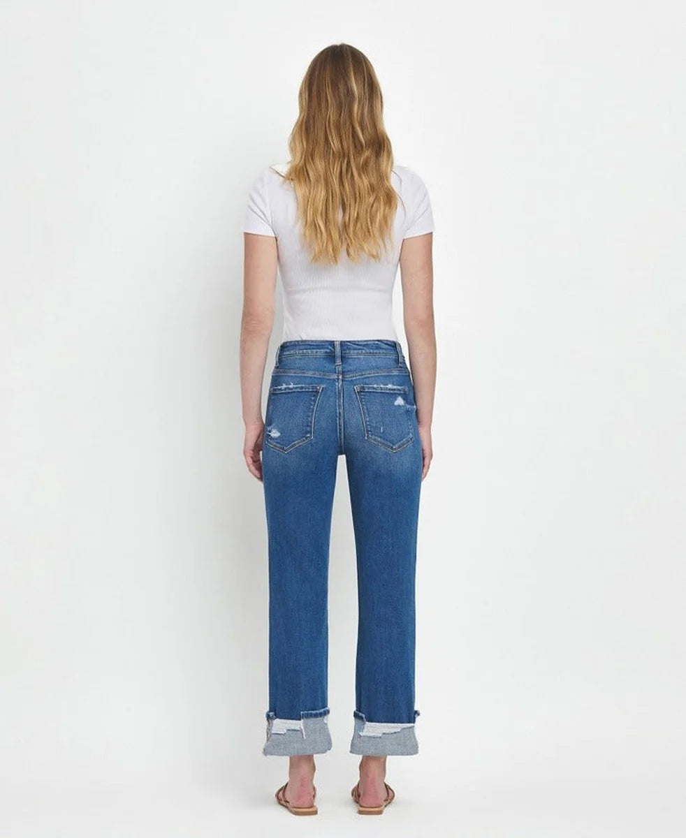 Vervet High Rise Cuffed Straight Jeans