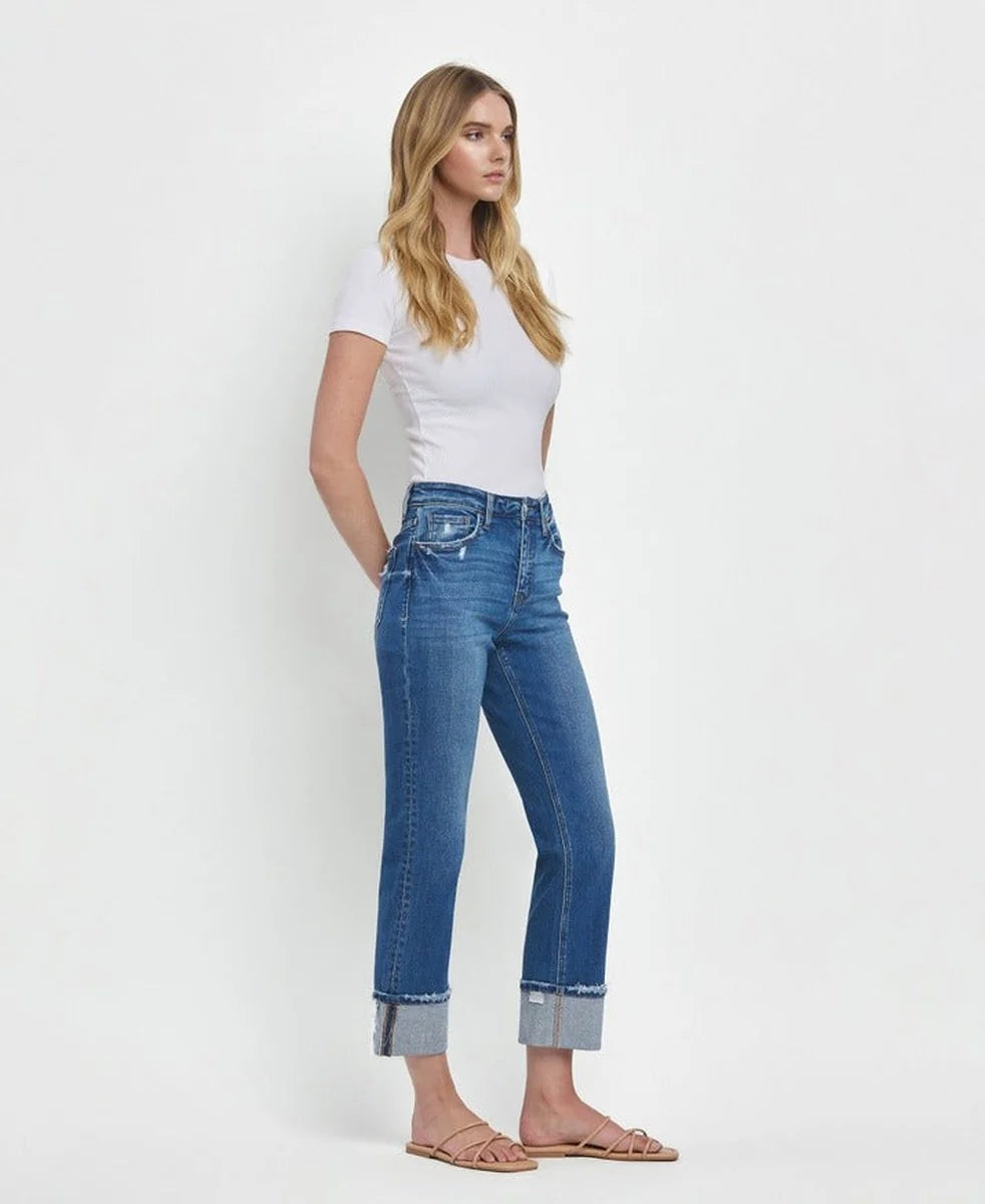 Vervet High Rise Cuffed Straight Jeans