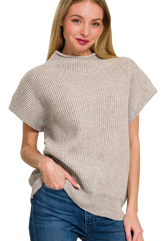 Power Shoulder Mock Neck Sweater