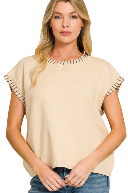 Whip Stitch Oversized Sweater Top